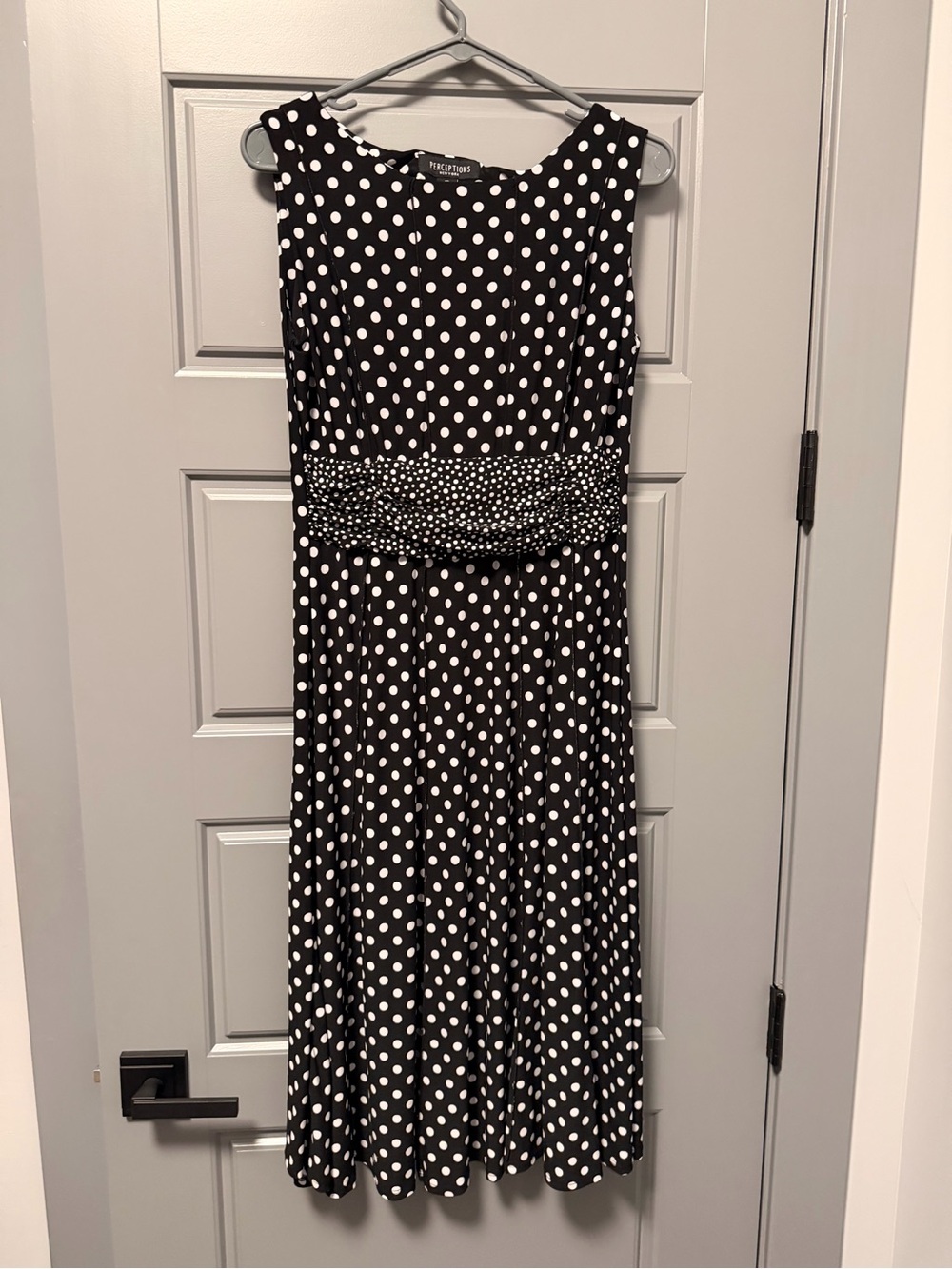Perceptions Black & White Polka Dot Sleeveless A-Line Dress 10